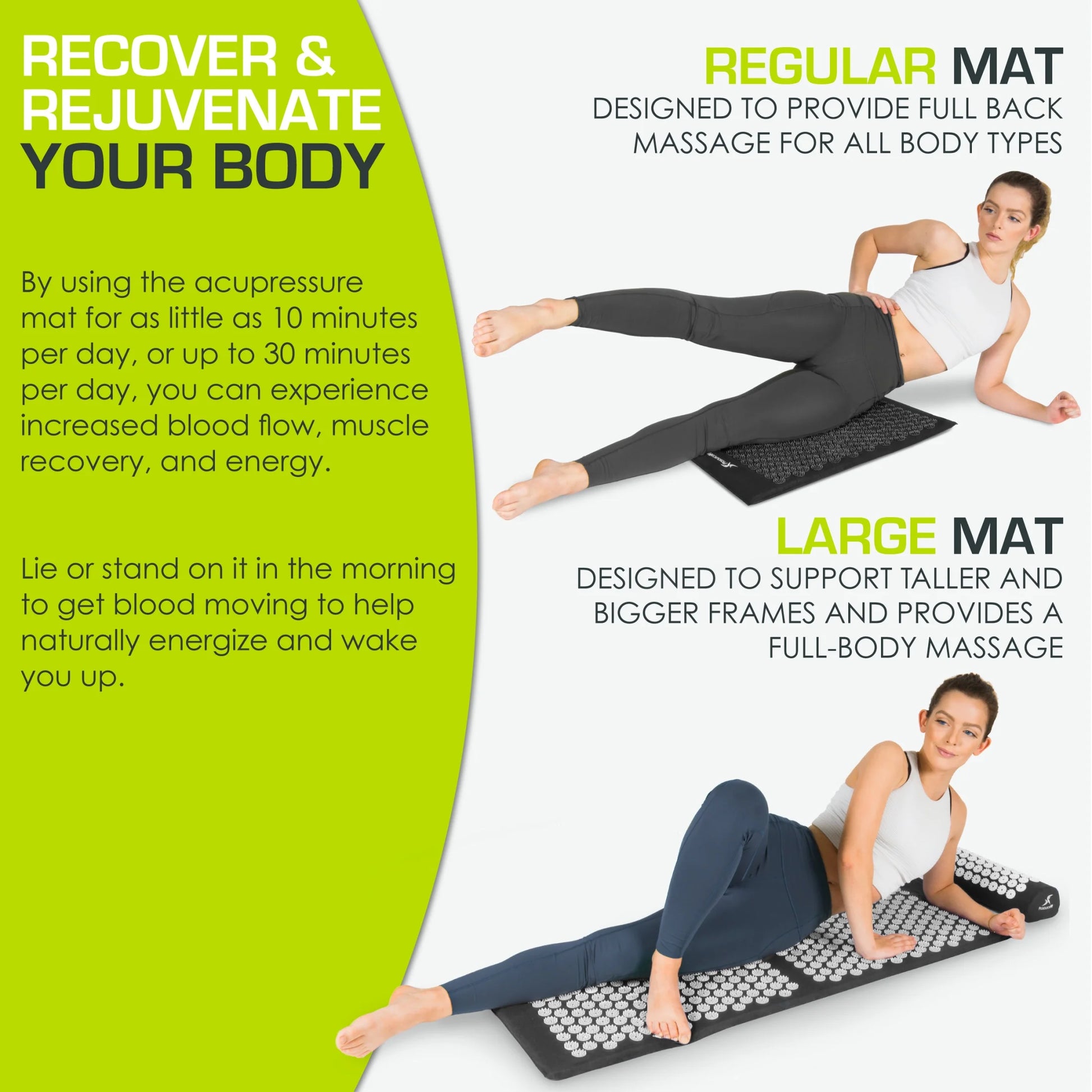 Acupressure Mat and Pillow Set for Back/Neck Pain Relief and Muscle Relaxation